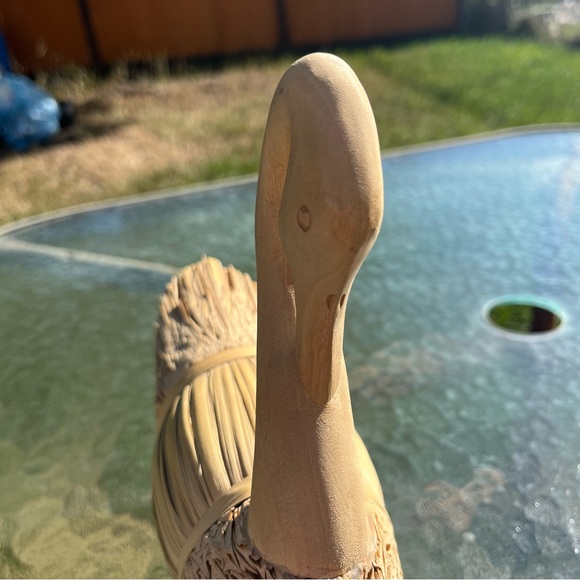 Handcrafted Swan Carved Wood Head & Sculpted Reed Body Figurine Display - Picture 3 of 11